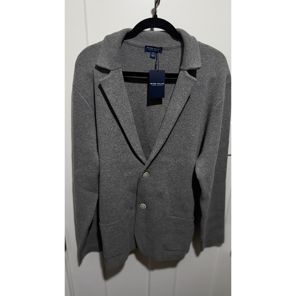 Peter Millar Crown Crafted Merino Cashmere Cardigan Sweater Grey XL NEW MSRP$595